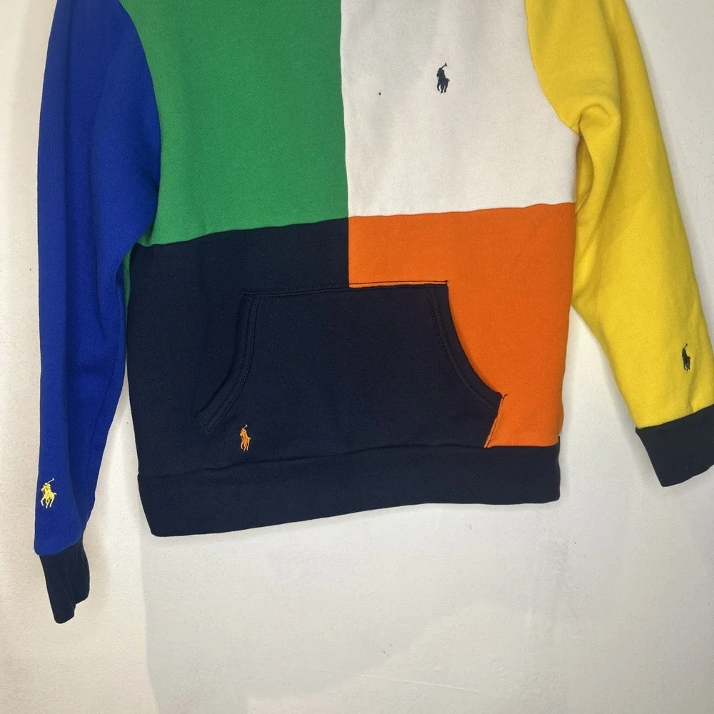 POLO RALPH LAUREN Big & Tall Colorblock Cotton Blend Fleece Pullover Hoodie Sz L
